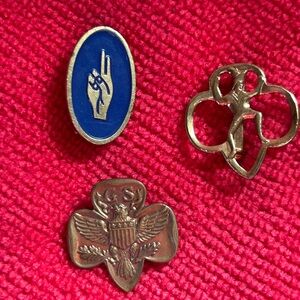 Vintage Set of 3 Girl Scout Pins